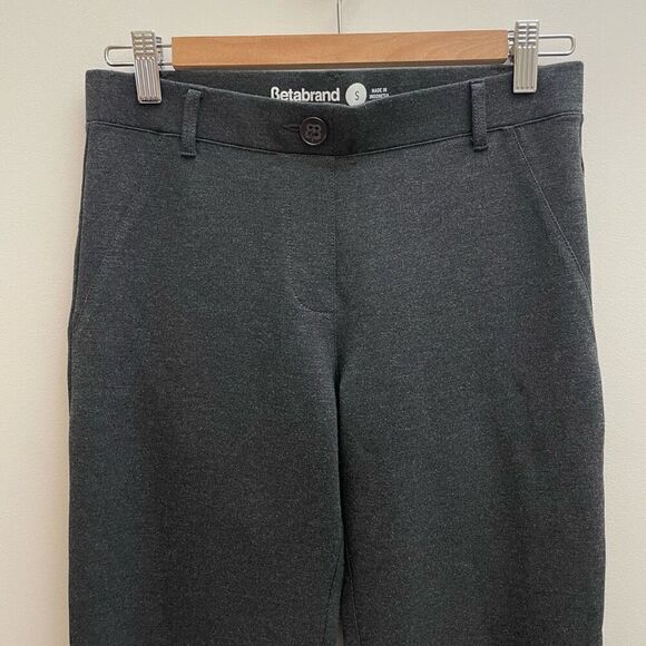 Betabrand Pants Women Small Dark Gray Charcoal Straight Leg Stretch Knit Pull On - Picture 2 of 10